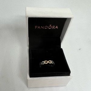 Pandora Infinite Love 925 sterling silver & 14k yellow gold eternity ring sz 6